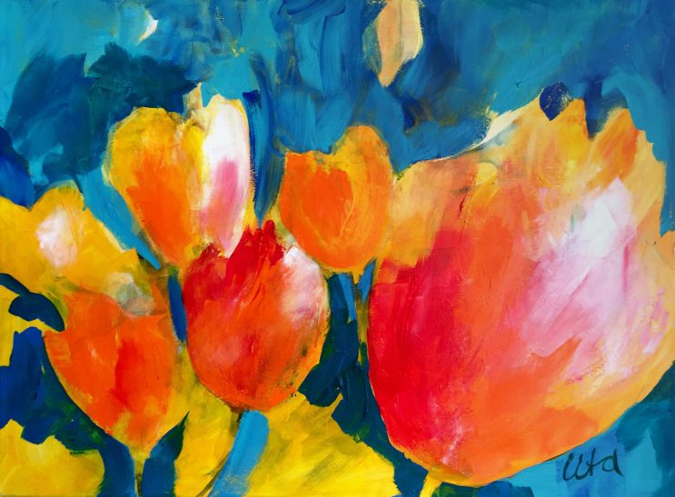Elke Uta Summen: Farbstarke Acrylmalerei - Frühlingsgefühle, 70x50. cm