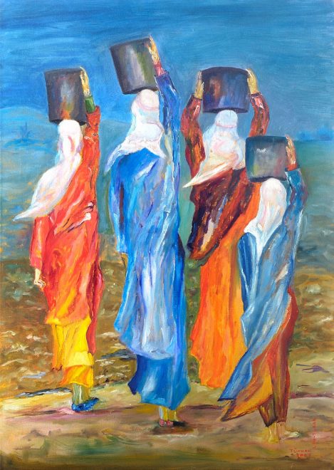 Türkan Lau-Turan  Frauen gehen zum Brunnen, 50x70 cm