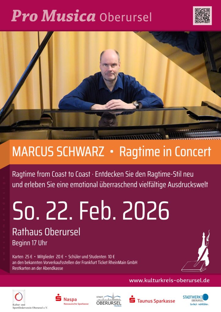 Plakat Pro-Musica 2026 Marcus Schwarz "Ragtime from Coast to Coast"