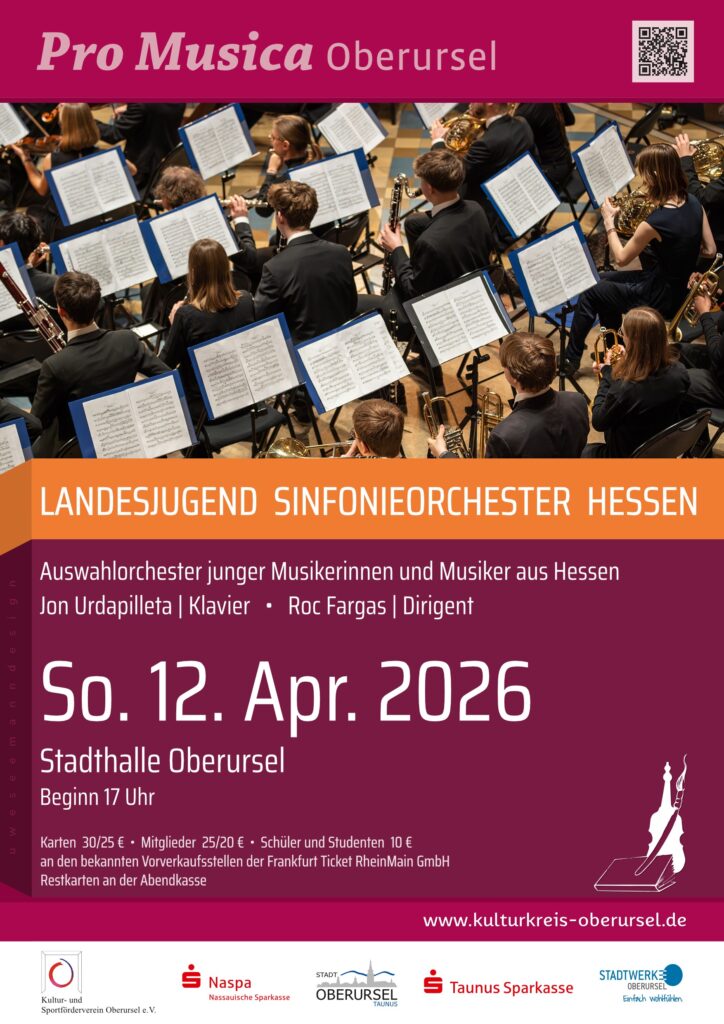 Plakat: Konzert des Landesjugend Sinfonieorchester Hessen am 12. April 2026 in der Stadthalle Oberursel