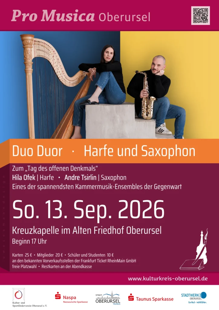 Plakat: Duo Duor Konzert am 13. September 2026 in Oberursel