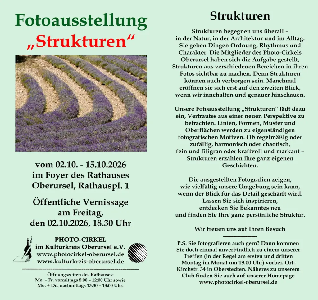 Flyer Fotoausstellung „Strukturen" 2026